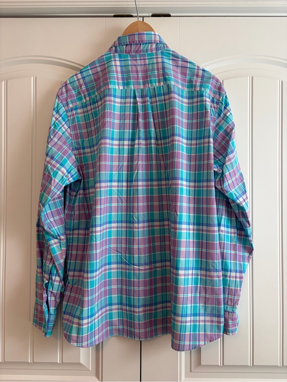 Vineyard Vines On-The-Go Performance Men's L Plaid Button Down Shirt Purple Blue - Picture 4 of 7